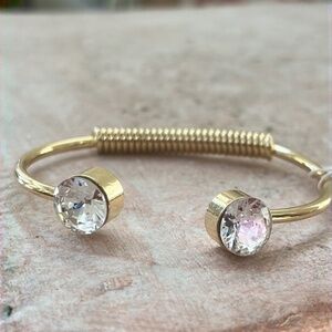 Gold Tone Cuff Bracelet with Austrian Crystals - NWT